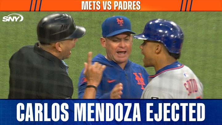 Carlos Mendoza ejected after Juan Soto was called out on a questionable strike three