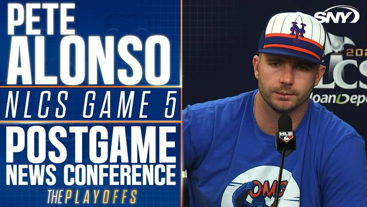 Pete Alonso discusses his storybook three-run HR in NLCS Game 5 at a postgame press conference.