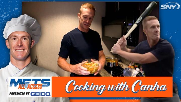 Mark Canha cooks a delicious soup and crushes all kinds of food with a baseball bat | Mets All-Access