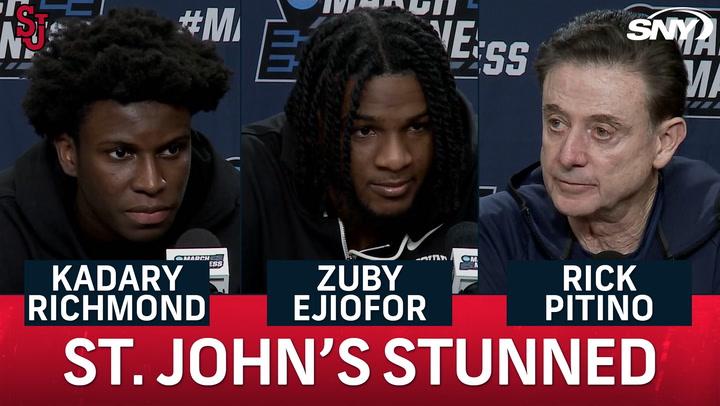 St. John's players and Coach Rick Pitino discuss their NCAA loss to Arkansas, seeking answers.