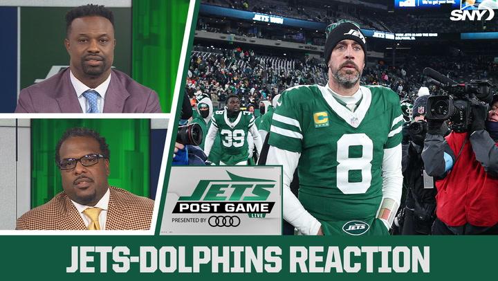Bart Scott and Willie Colon discuss Aaron Rodgers' future after Jets' 32-20 win over Dolphins.
