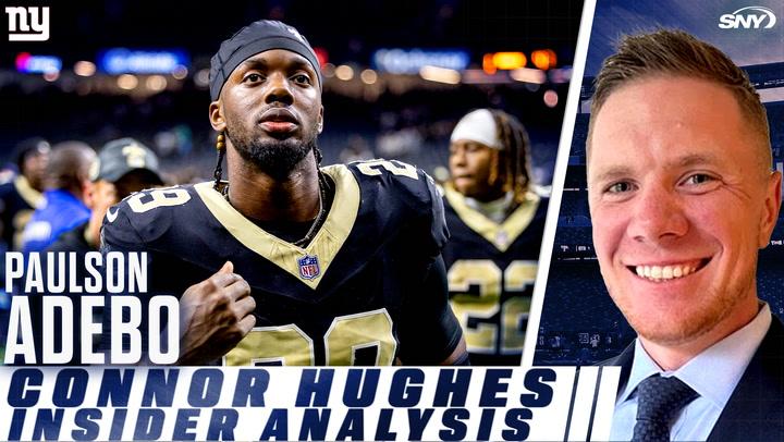 Connor Hughes analyzes Giants signing former Saints CB Paulson Adebo, highlighting upside.