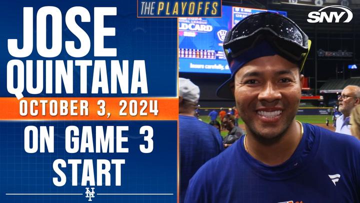 Jose Quintana discusses pitching six scoreless innings in the Mets' playoff win over Brewers.