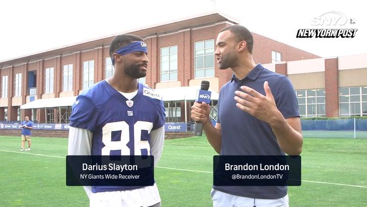 Darius Slayton interview outdoors.