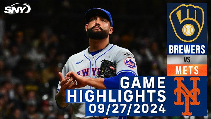 Sean Manaea looks dejected; Mets vs Brewers (9/27/2024) | Game highlights: Brewers 8-4 Mets.