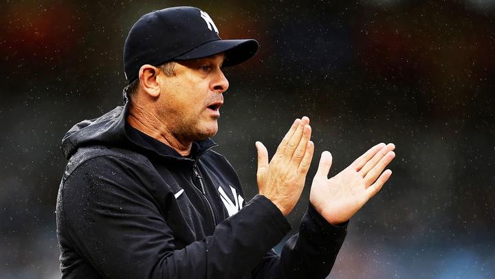 Aaron Boone reacts to the Yankees' 6-4 win vs Diamondbacks