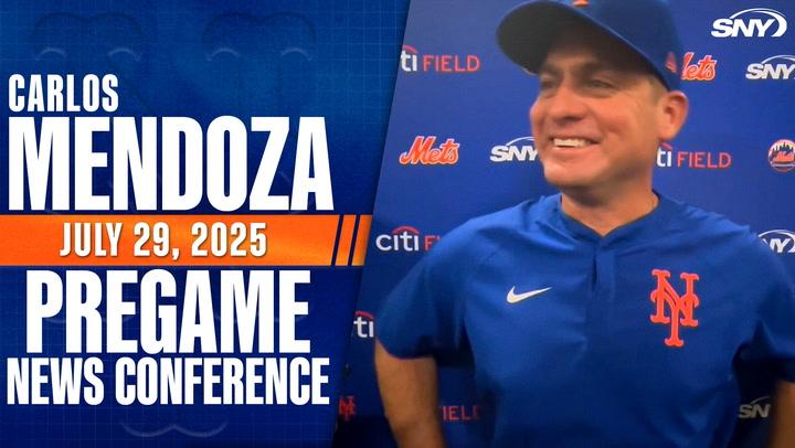 Carlos Mendoza on Huascar Brazoban's demotion to Triple-A and the umpires in San Diego