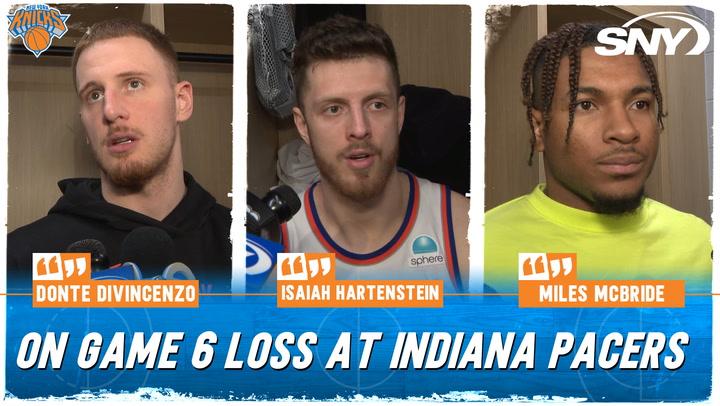 Donte DiVincenzo, Isaiah Hartenstein and Miles McBride react to Knicks Game 6 loss to Pacers