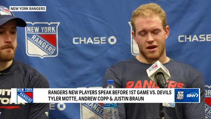 Braun, Copp, and Motte speak to press with Coach Gallant ahead of first game as Rangers