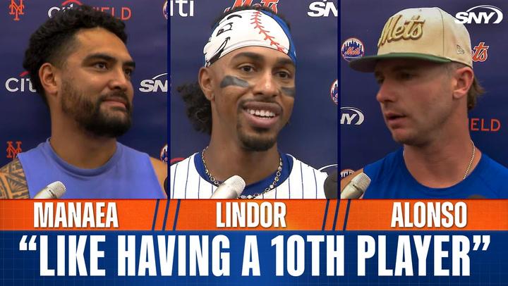 Sean Manaea, Francisco Lindor, and Pete Alonso on support of Mets fans after sweep of Angels