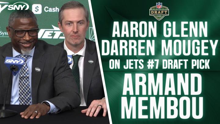 Jets coach Aaron Glenn and GM Darren Mougey discuss drafting Armand Membou seventh overall.