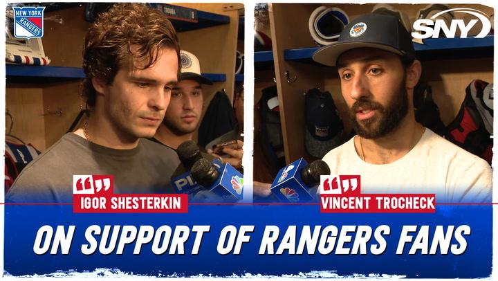 Vincent Trocheck says Igor Shesterkin 'deserved better', Shesterkin praises Rangers fans