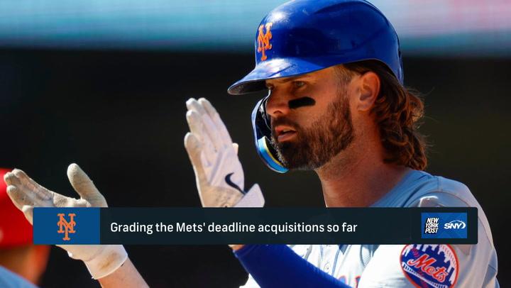 Mets player claps on field. Brandon London, Tyler Ward analyze 2024 trade deadline additions' impact.