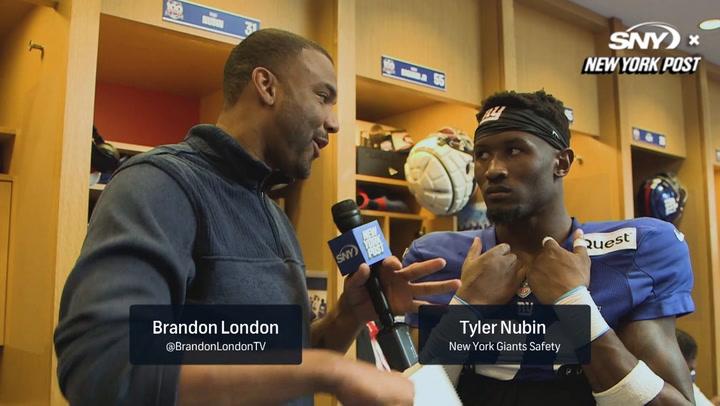 Brandon London interviews Giants Safety Tyler Nubin about his NFL debut live from the Giants locker room.