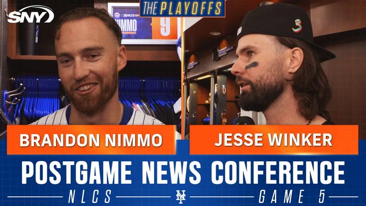 Brandon Nimmo and Jesse Winker talk big nights for bats in Mets’ Game 5 win over Dodgers