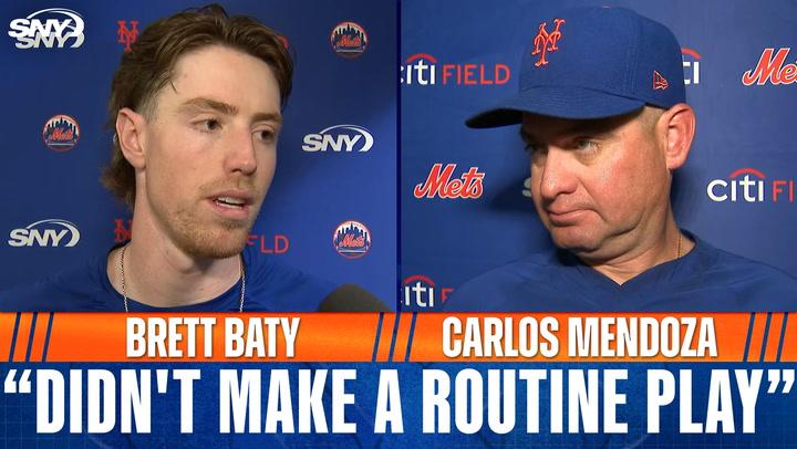 Brett Baty, Carlos Mendoza on misplay at home in eighth inning of Mets' loss