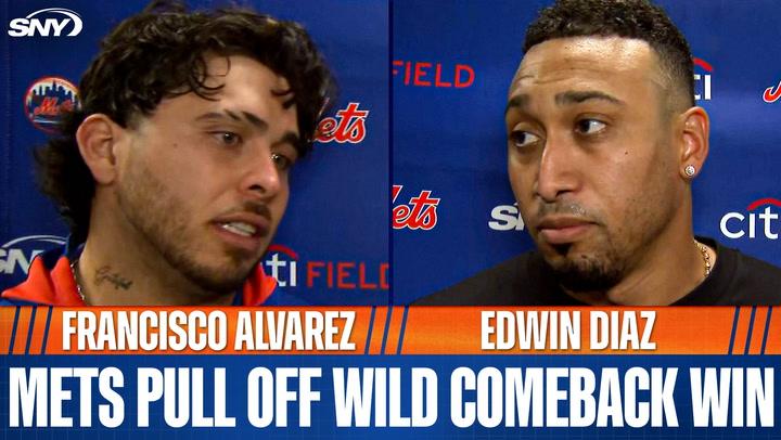 Francisco Alvarez talks dramatic home run and Edwin Diaz comments on six-out save in wild Mets win