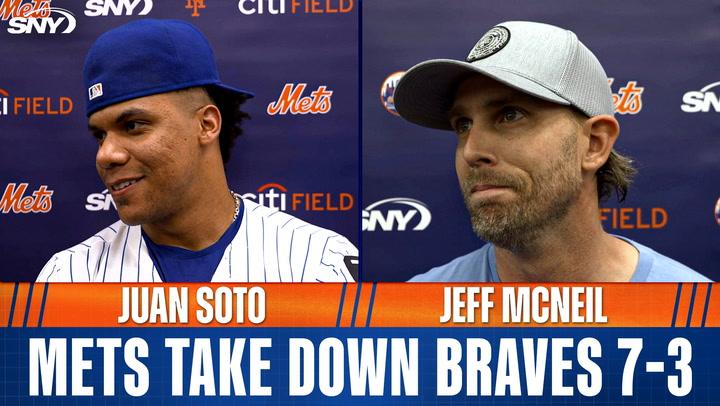 Two players at postgame interview.