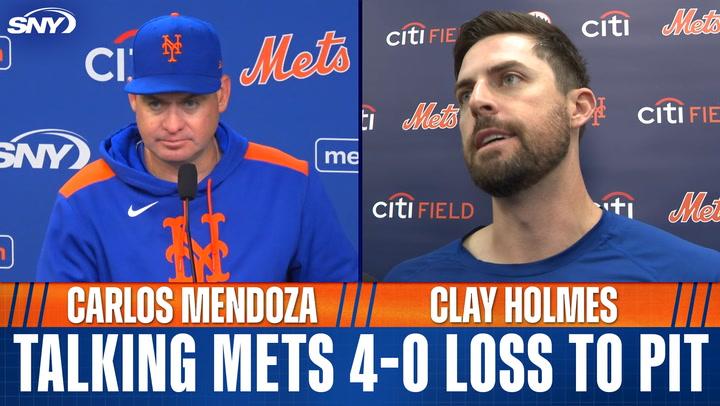 Carlos Mendoza and Clay Holmes talk Mets' shutout loss to Pirates, excitement for upcoming series at Yankees