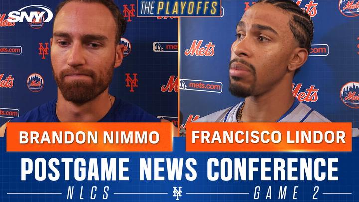 Brandon Nimmo and Francisco Lindor discuss Game 2; Nimmo's health, Lindor feels pressure.