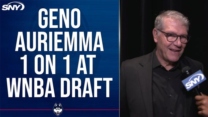 Geno Auriemma discusses Paige Bueckers' first overall pick at the 2025 WNBA draft with SNY.