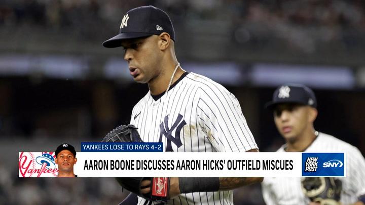 Aaron Hicks benched after two defensive miscues