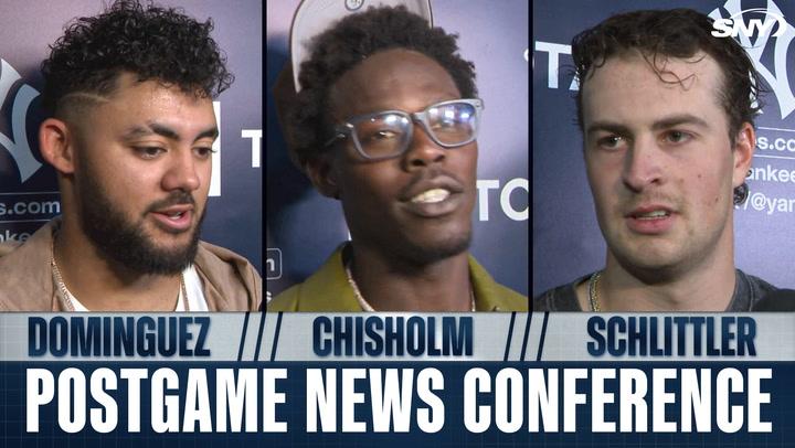 Jazz Chisholm and Jasson Dominguez on Cam Schlittler's MLB debut