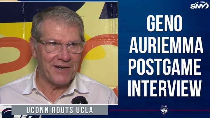 Geno Auriemma speaks in postgame interview after UConn's 34-point win over UCLA.