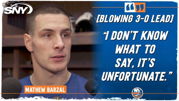 Mathew Barzal tries to explain Isles coughing up a three-goal lead in home OT loss to Carolina