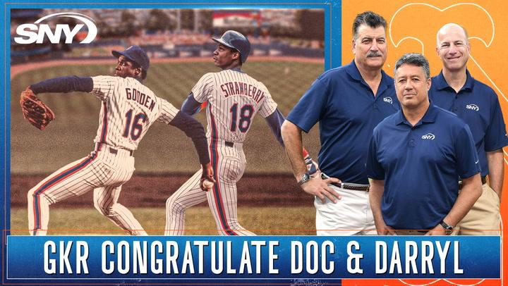 Gary, Keith, and Ron congratulate Dwight Gooden and Darryl Strawberry on Mets number retirements