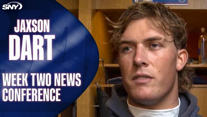 "Football player at presser."