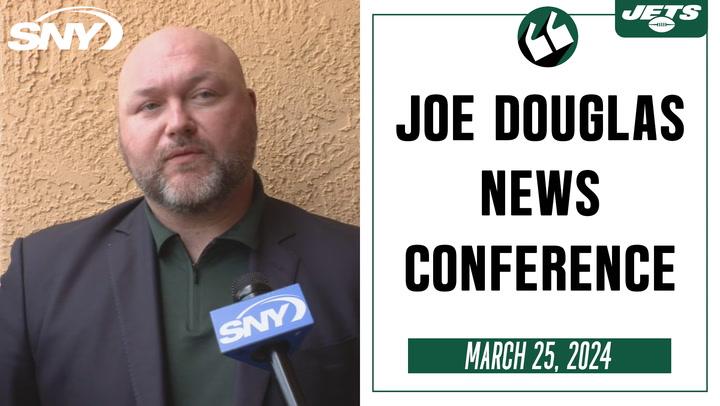 Jets GM Joe Douglas talks OL improvements, Mike Williams, return of Aaron Rodgers