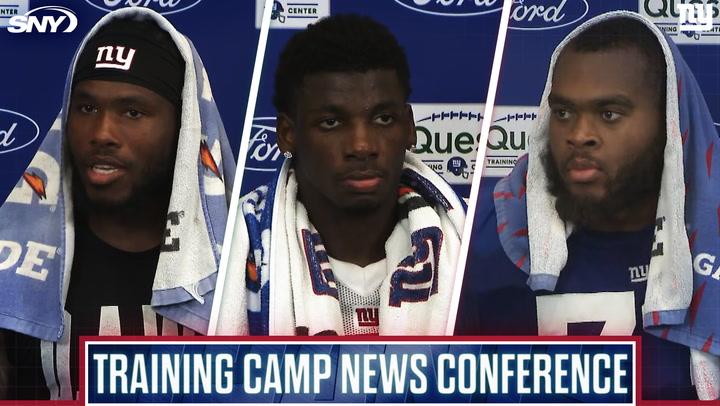Evan Neal, Deonte Banks and Tyrone Tracy Jr. talk Giants training camp impressions