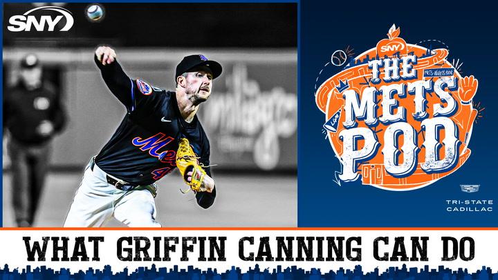 Griffin Canning pitching dynamically for the Mets; featured on The Mets Pod episode on 2025 success.