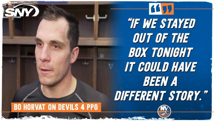 Bo Horvat comments on the Islanders allowing four PPG in 5-4 overtime loss to the Devils