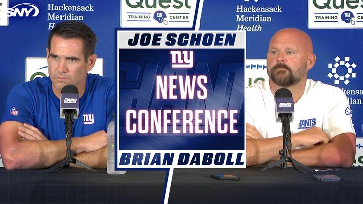 Giants' Brian Daboll and Joe Schoen discuss 2024 roster improvements, despite single waiver claim.