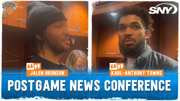 Karl-Anthony Towns and Jalen Brunson discuss Knicks’ defense and MSG atmosphere postgame.