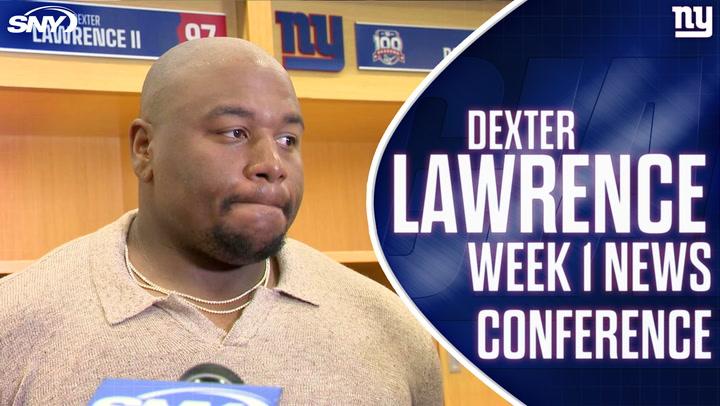 Dexter Lawrence at news conference addressing Giants fans booing during team's Week 1 loss.