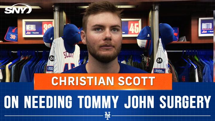 Mets pitcher Christian Scott discusses the decision to undergo Tommy John surgery and the potential timeline for his return to the team.