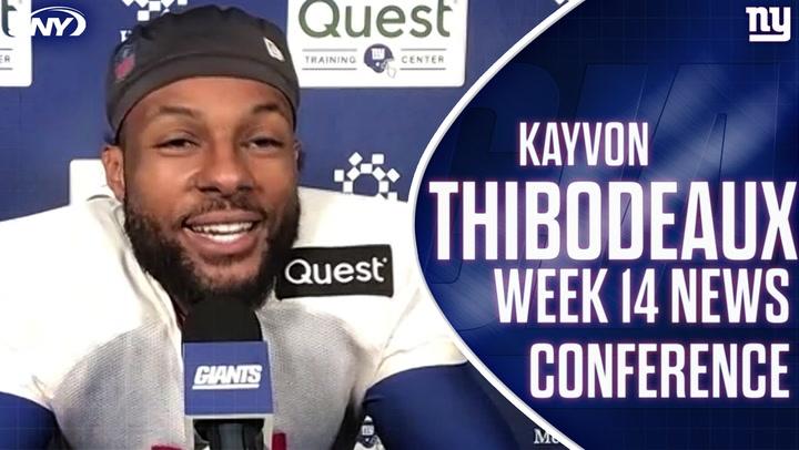 Kayvon Thibodeaux discusses Giants' leadership and winning at Week 14 news conference.