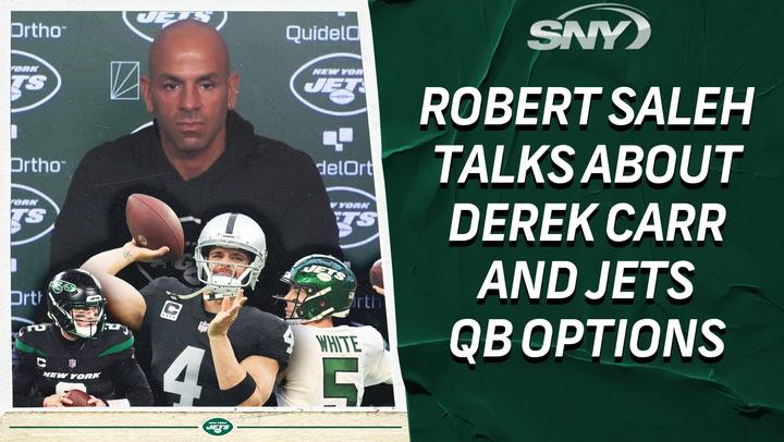 Jets coach Robert Saleh talks QB future and possibilities for Derek Carr, Zach Wilson, Mike White