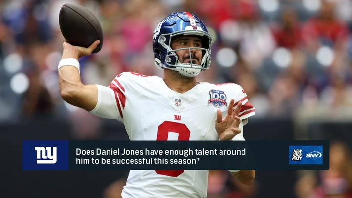 Daniel Jones poised to throw, NY Post questions if Giants' new receiving corps is what he's missing.