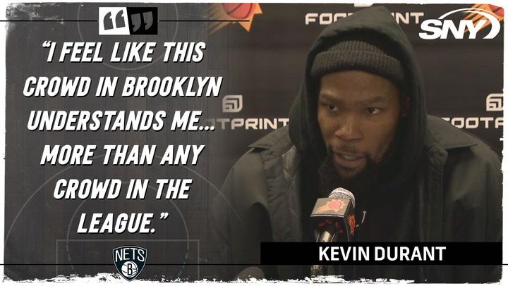 Kevin Durant reacts to the Suns' 136-120 win over the Nets in his triumphant return to Brooklyn