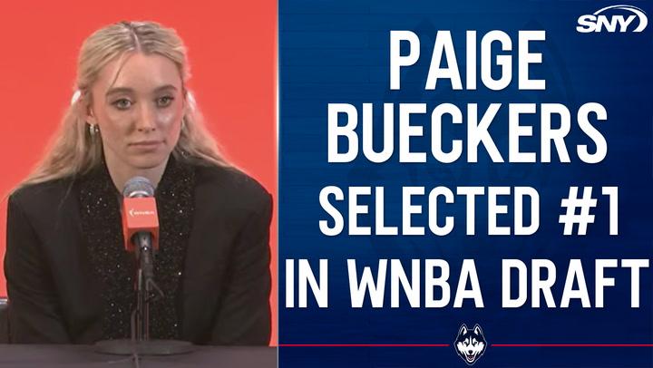 Paige Bueckers discusses being the first overall pick by Dallas Wings in the 2025 WNBA draft.