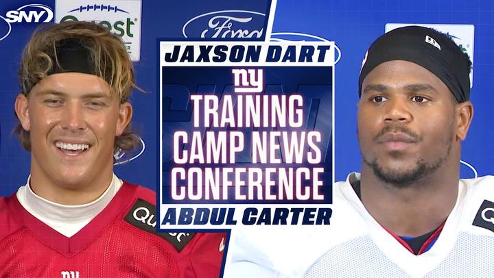 Giants rookies Jaxson Dart and Abdul Carter on playing first NFL game
