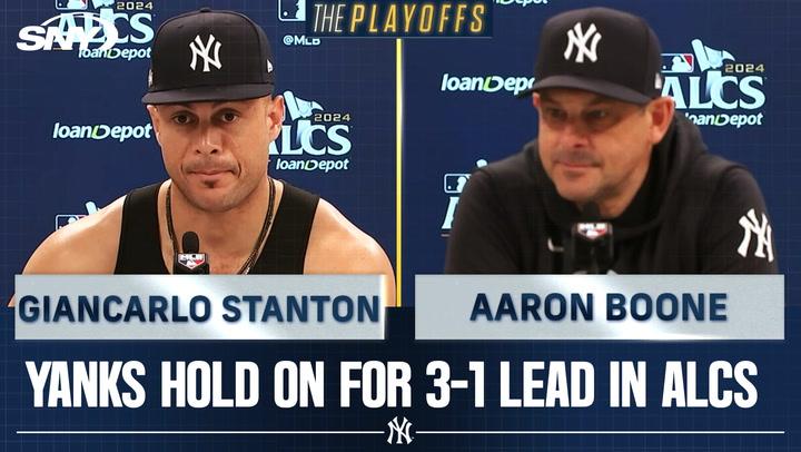 Giancarlo Stanton and Aaron Boone discuss Yankees' 3-1 ALCS lead after Stanton's big HR.