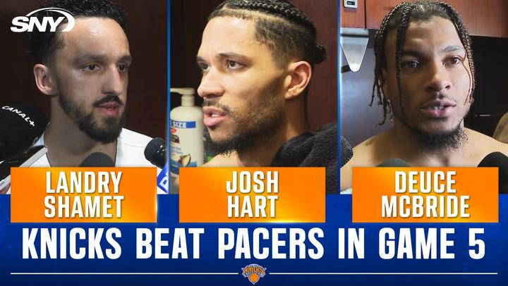 Three players in post-game interview.