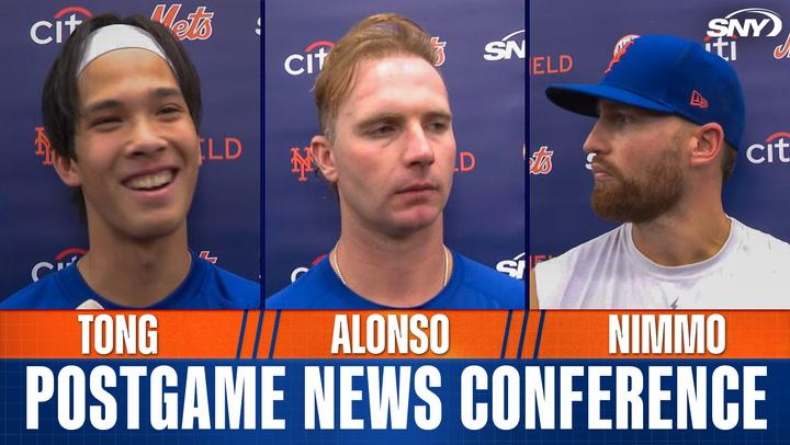 Jonah Tong, Pete Alonso, and Brandon Nimmo on Tong's dominant start in Mets' 6-1 win over Padres