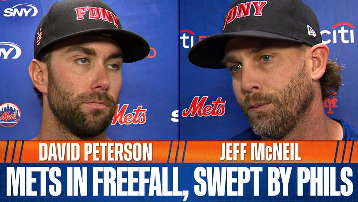 David Peterson and Jeff McNeil react to the Mets being swept in Philadelphia