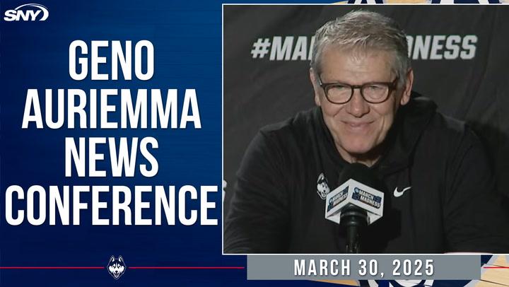 Geno Auriemma discusses UConn-USC Elite Eight game, stressing "staying in the moment".